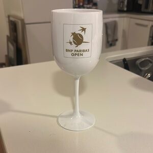 BNP PARIBAS Tennis - White & Gold Reusable Wine Glass
